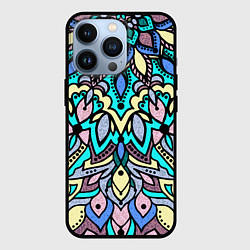 Чехол для iPhone 13 Pro Мандала ярко-голубой, цвет: 3D-черный