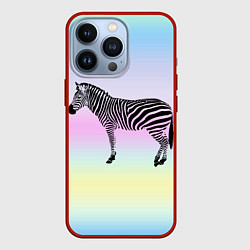 Чехол для iPhone 13 Pro Зебра по радужном фоне, цвет: 3D-красный