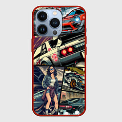 Чехол для iPhone 13 Pro Japanese cars art, цвет: 3D-красный