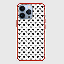 Чехол iPhone 13 Pro Черно-белые сердечки