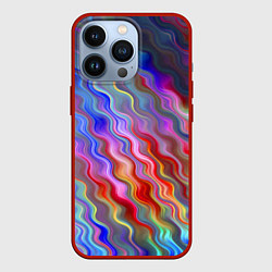 Чехол для iPhone 13 Pro Волнистые разноцветные линии, цвет: 3D-красный