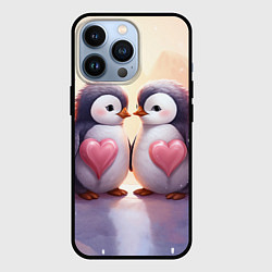 Чехол для iPhone 13 Pro Два влюбленных пингвина, цвет: 3D-черный