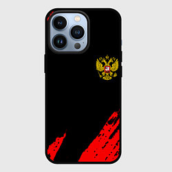 Чехол для iPhone 13 Pro Россия герб краски красные, цвет: 3D-черный