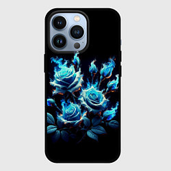 Чехол для iPhone 13 Pro Розы в голубом огне, цвет: 3D-черный