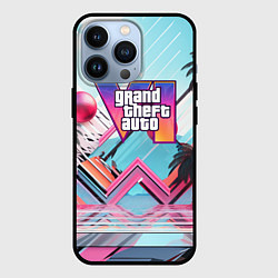 Чехол iPhone 13 Pro Gta 6 логотип в стиле vice city