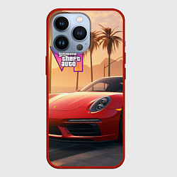 Чехол для iPhone 13 Pro GTA 6 logo auto style, цвет: 3D-красный