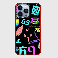 Чехол для iPhone 13 Pro 6ix9ine logo rap bend, цвет: 3D-красный