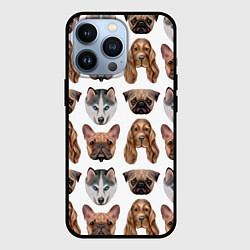 Чехол для iPhone 13 Pro Текстура собак, цвет: 3D-черный