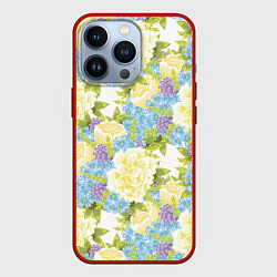 Чехол для iPhone 13 Pro Пышные цветы, цвет: 3D-красный