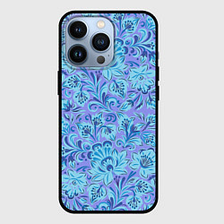 Чехол для iPhone 13 Pro Узоры и цветы гжель паттерн, цвет: 3D-черный
