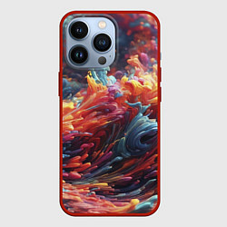 Чехол для iPhone 13 Pro Многоцветный дым, цвет: 3D-красный