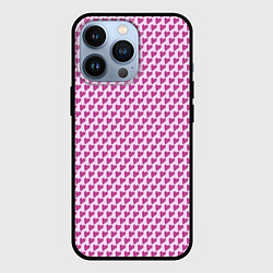 Чехол iPhone 13 Pro Паттерн сердечки на розовом фоне