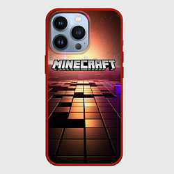 Чехол для iPhone 13 Pro Minecraft логотип и кубы, цвет: 3D-красный