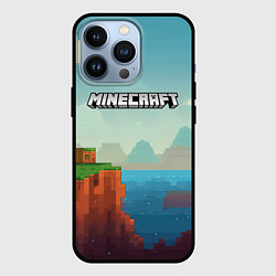 Чехол iPhone 13 Pro Minecraft logo квадратный мир