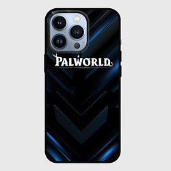 Чехол iPhone 13 Pro Palworld logo blue neon abstract black