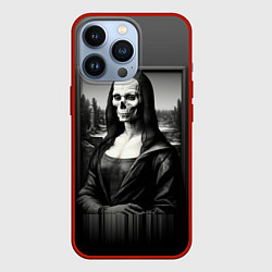 Чехол для iPhone 13 Pro Мона Лиза Black skull, цвет: 3D-красный