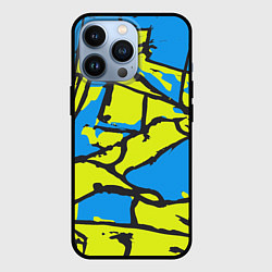 Чехол iPhone 13 Pro Жёлто-голубая графика