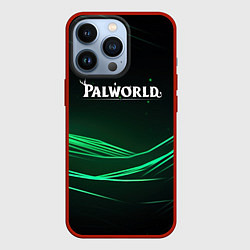 Чехол iPhone 13 Pro Palworld логотип черный зеленый фон