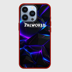 Чехол iPhone 13 Pro Palworld логотип на черных неоновых плитах