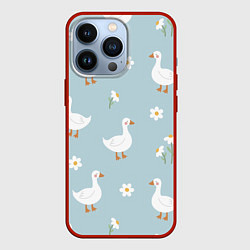 Чехол для iPhone 13 Pro Гусиный узор, цвет: 3D-красный