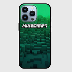 Чехол для iPhone 13 Pro Minecraft logo green, цвет: 3D-черный