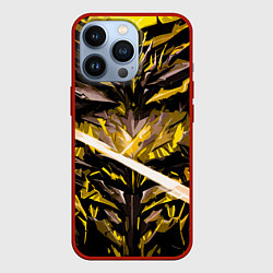 Чехол для iPhone 13 Pro Жёлтый камень на чёрном фоне, цвет: 3D-красный