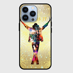 Чехол для iPhone 13 Pro Michael Jackson THIS IS IT - с салютами на золотом, цвет: 3D-черный