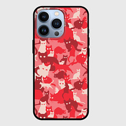 Чехол iPhone 13 Pro Розовый кошачий комуфляж