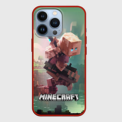 Чехол iPhone 13 Pro Персонаж Minecraft ниндзя в прыжке
