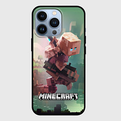 Чехол iPhone 13 Pro Персонаж Minecraft ниндзя в прыжке