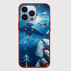 Чехол для iPhone 13 Pro Mass Effect - space neon, цвет: 3D-красный