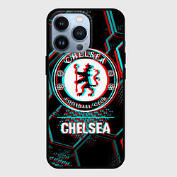 Чехол iPhone 13 Pro Chelsea FC в стиле glitch на темном фоне