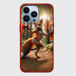Чехол для iPhone 13 Pro Лиса Шаманка танцует зажигательный танец в лесу, цвет: 3D-красный
