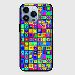 Чехол для iPhone 13 Pro Узор из разноцветных квадратов, цвет: 3D-черный