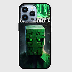 Чехол iPhone 13 Pro Minecraft зеленый персонаж каменные джунгли