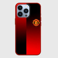 Чехол для iPhone 13 Pro Манчестер Юнайтед градиент спорт, цвет: 3D-красный