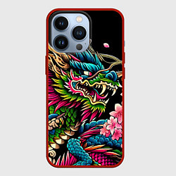 Чехол для iPhone 13 Pro Irezumi - Japanese dragon ai art, цвет: 3D-красный