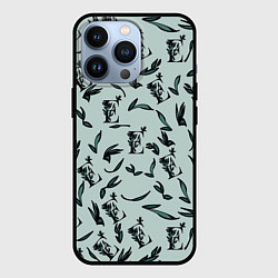 Чехол iPhone 13 Pro Листья и буква Е