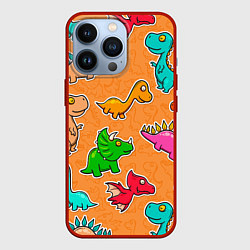 Чехол для iPhone 13 Pro Маленькие динозавры, цвет: 3D-красный