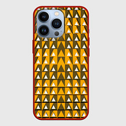 Чехол для iPhone 13 Pro Узор из треугольников жёлтый, цвет: 3D-красный