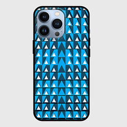 Чехол для iPhone 13 Pro Узор из треугольников синий, цвет: 3D-черный