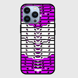 Чехол для iPhone 13 Pro Фиолетово-белая техно броня, цвет: 3D-черный