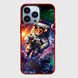 Чехол iPhone 13 Pro Котик бравый космонавт - неон