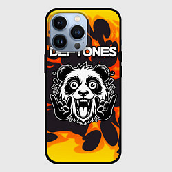 Чехол iPhone 13 Pro Deftones рок панда и огонь