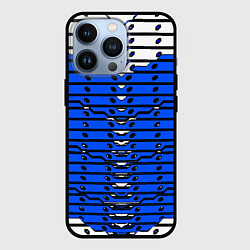 Чехол для iPhone 13 Pro Сине-белая техно броня, цвет: 3D-черный