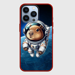 Чехол для iPhone 13 Pro Кроха капибара в космическом скафандре, цвет: 3D-красный