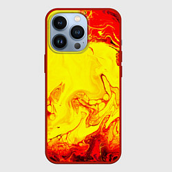 Чехол для iPhone 13 Pro Красные и желтые разводы, цвет: 3D-красный
