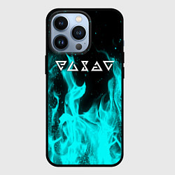 Чехол для iPhone 13 Pro Ведьмак лого в огне, цвет: 3D-черный
