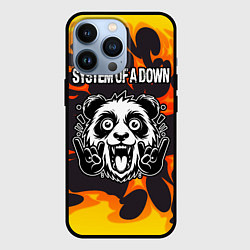 Чехол для iPhone 13 Pro System of a Down рок панда и огонь, цвет: 3D-черный