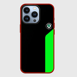 Чехол iPhone 13 Pro Skoda pattern sport green